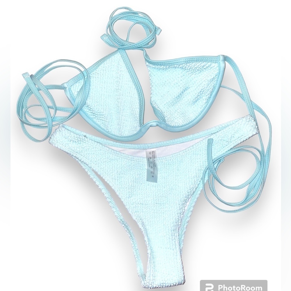 Shein Blue Bikini Bathing Suit Matching Set Size Women’s Medium Great Condition